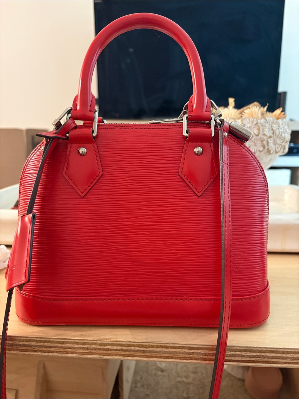 Louis Vuitton Red Epi Alma BB Satchel